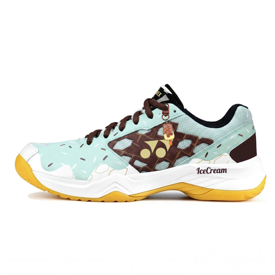 YONEX Power Cushion Badminton Shoes Unisex Low Top Light Cyan & White & Brown & Yellow