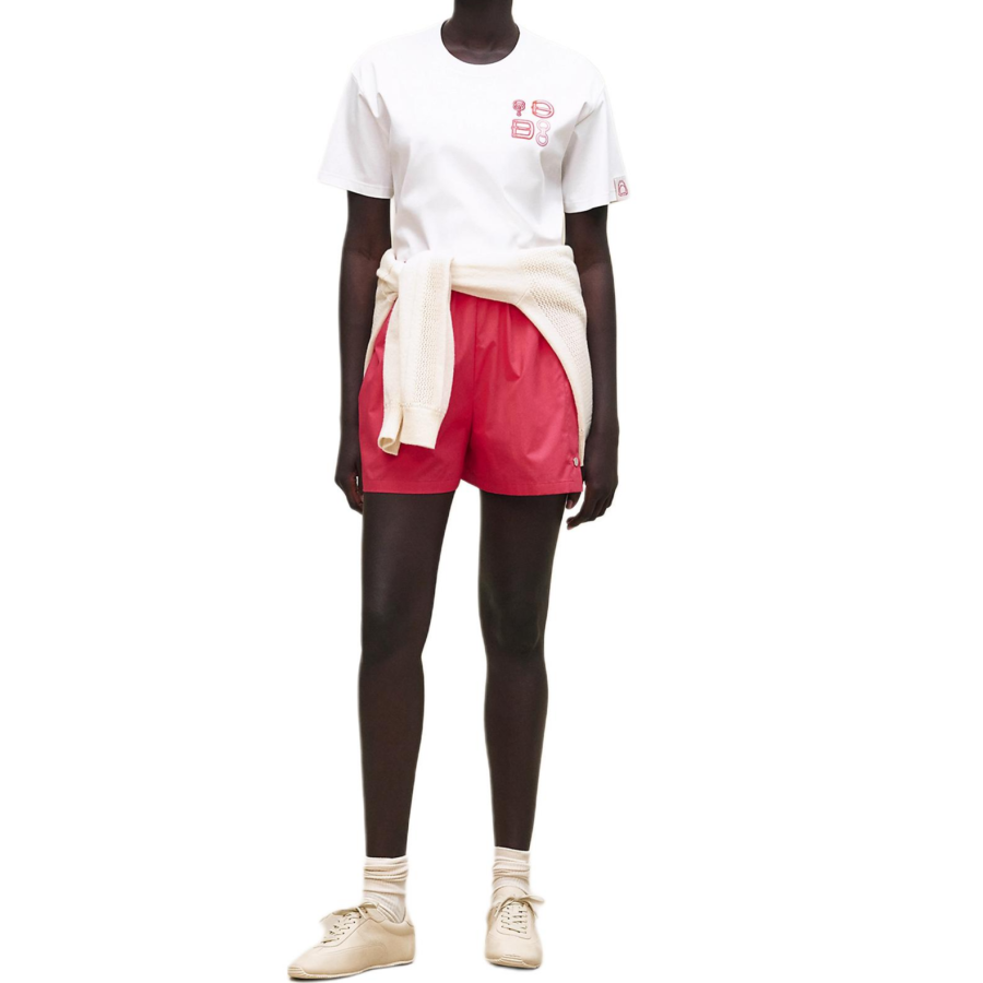 HERMES T Shirts Women's White Crew Neck Moderate Straight Fit