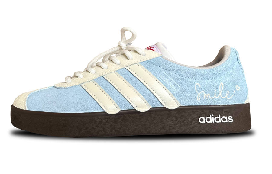 Adidas Adidas Vl Court Classic German Army Trainers Unisex Low Top Light Blue & Ecru