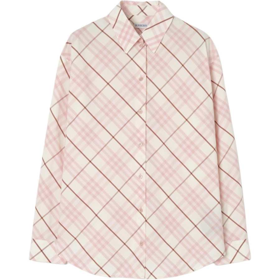 Burberry Shirts Women's Pink Lapel Moderate Straight Fit