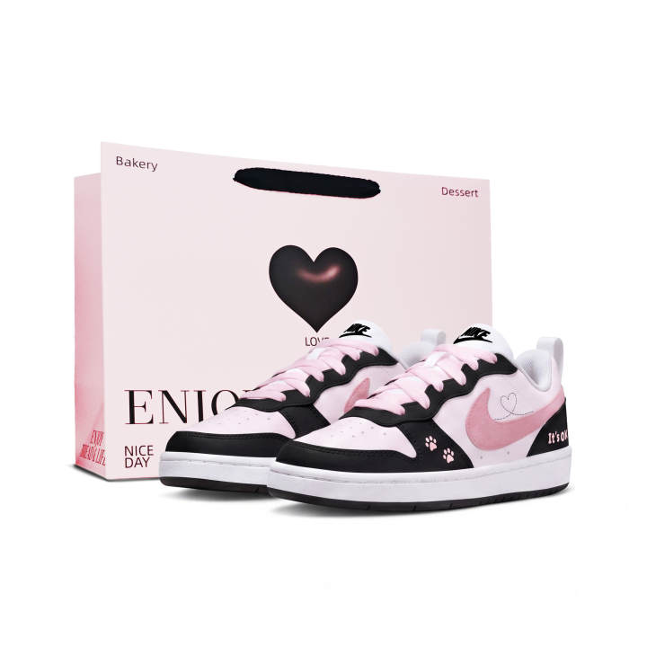 Nike Nike Court Borough Skateboard Shoes Unisex Low Top Black Pink