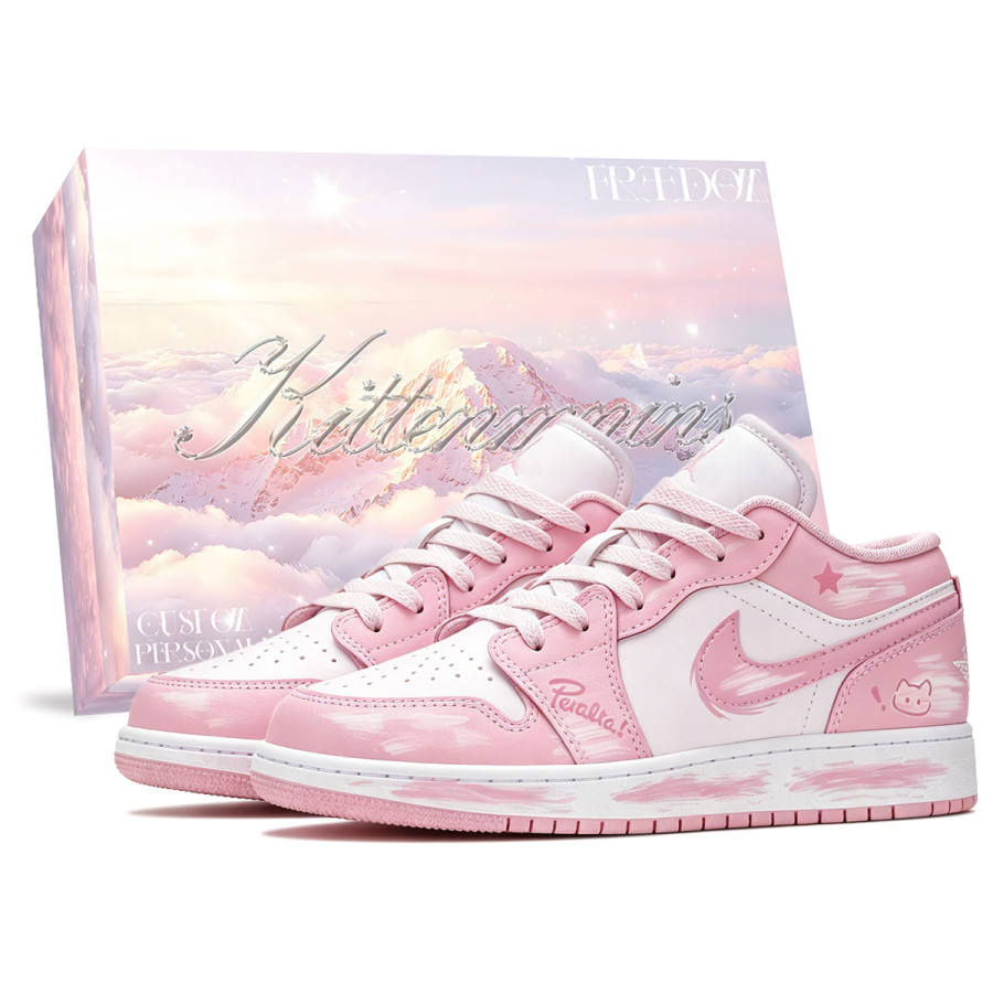 Jordan Jordan Air Jordan 1 Basketball Shoes Women's Low Top Pink/White