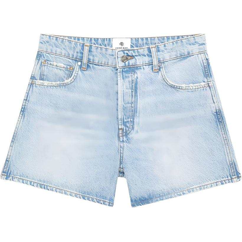Anine Bing Dalton Logo Patch Denim Shorts