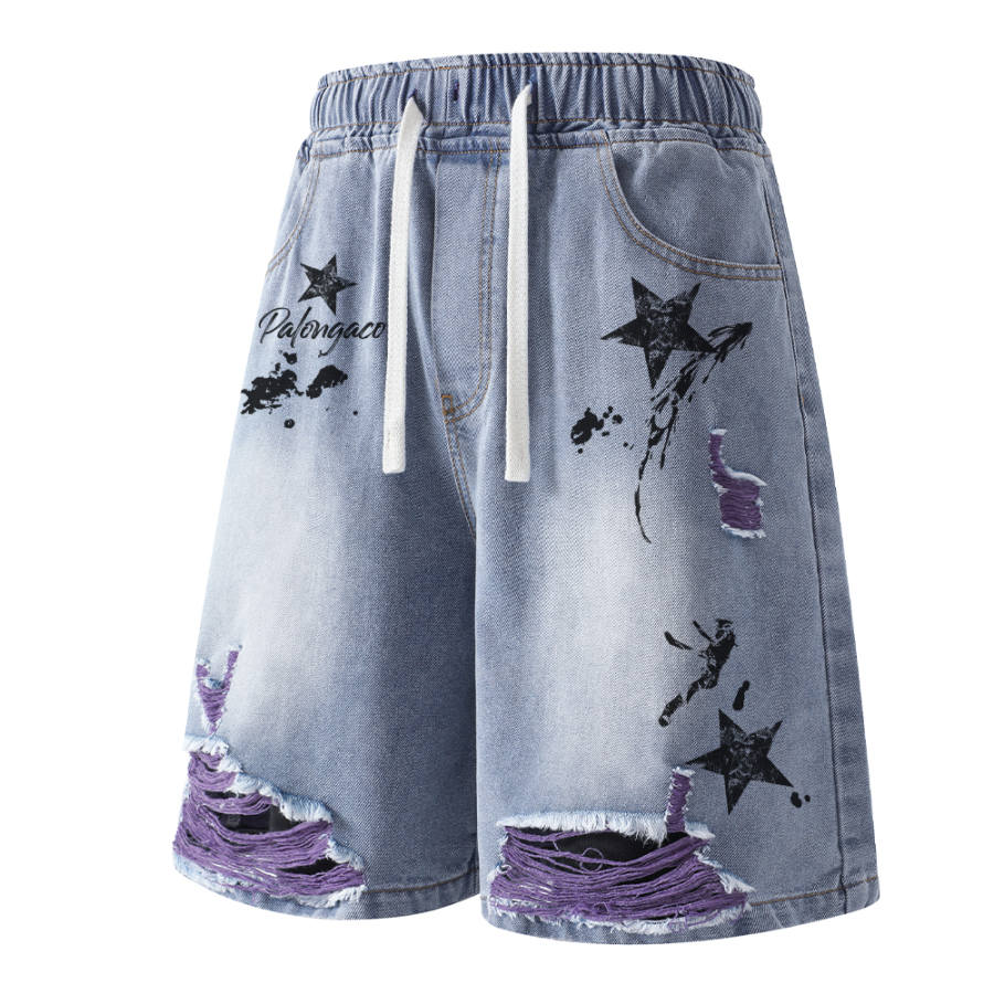 PAL ONGACO Denim Shorts Unisex Moderate Straight Fit Pants