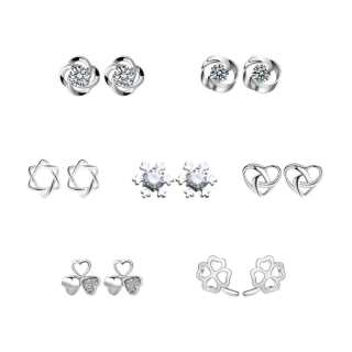 DJIN 925 Sterling Silver, Synthetic Cubic Zirconia Alloy Earrings Women's