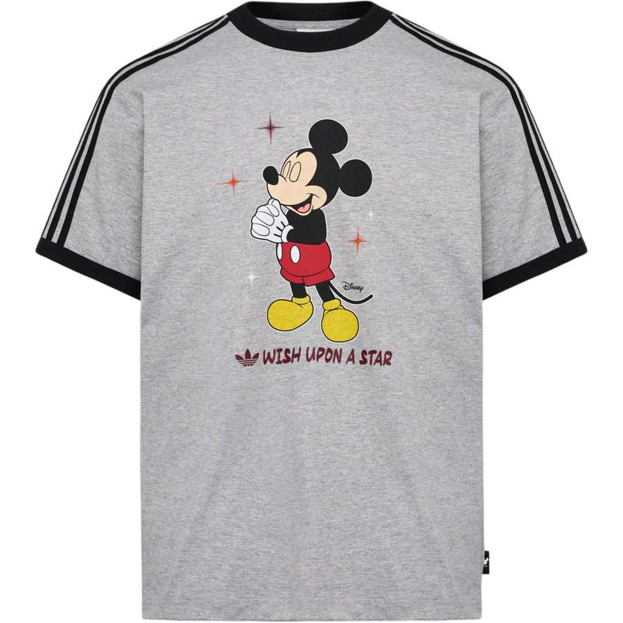 Adidas Originals X Disney T Shirts Unisex Medium Heather Gray Crew Neck Moderate