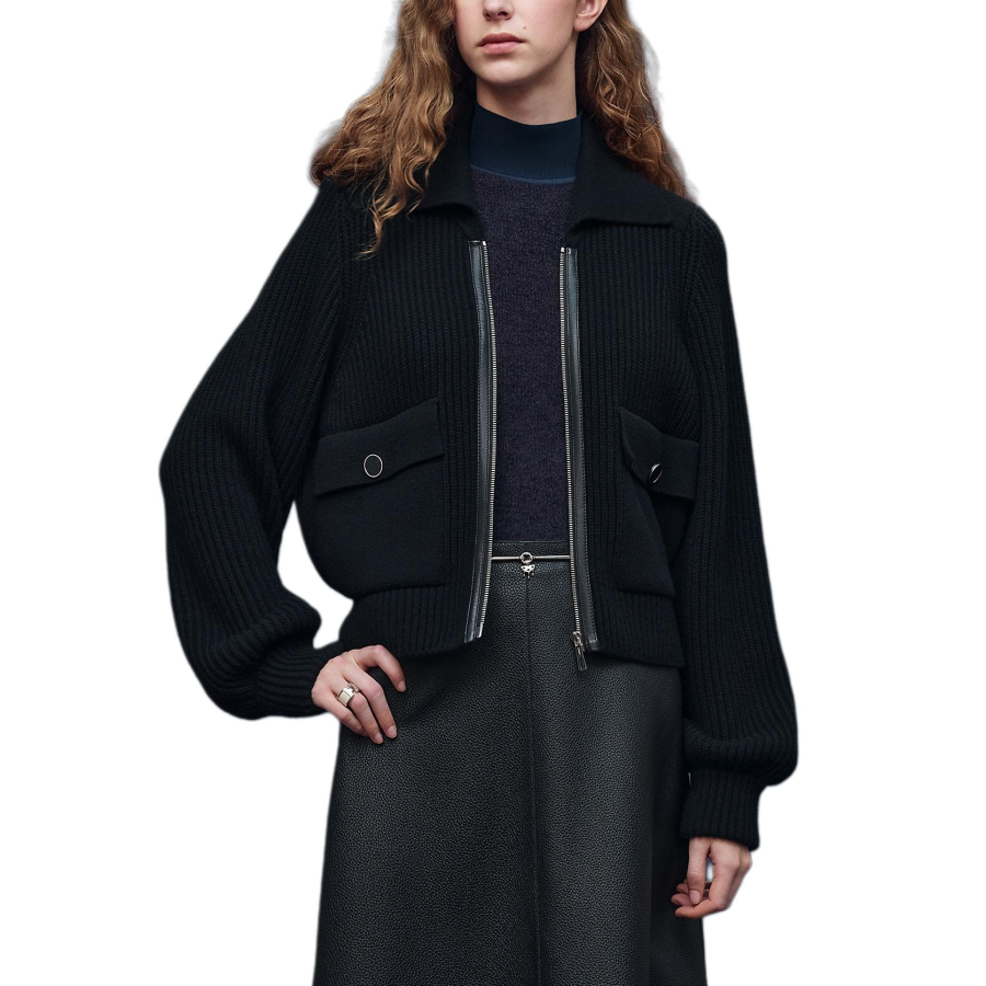 HERMES HERMES Jackets Women's Black Lapel Moderate Other