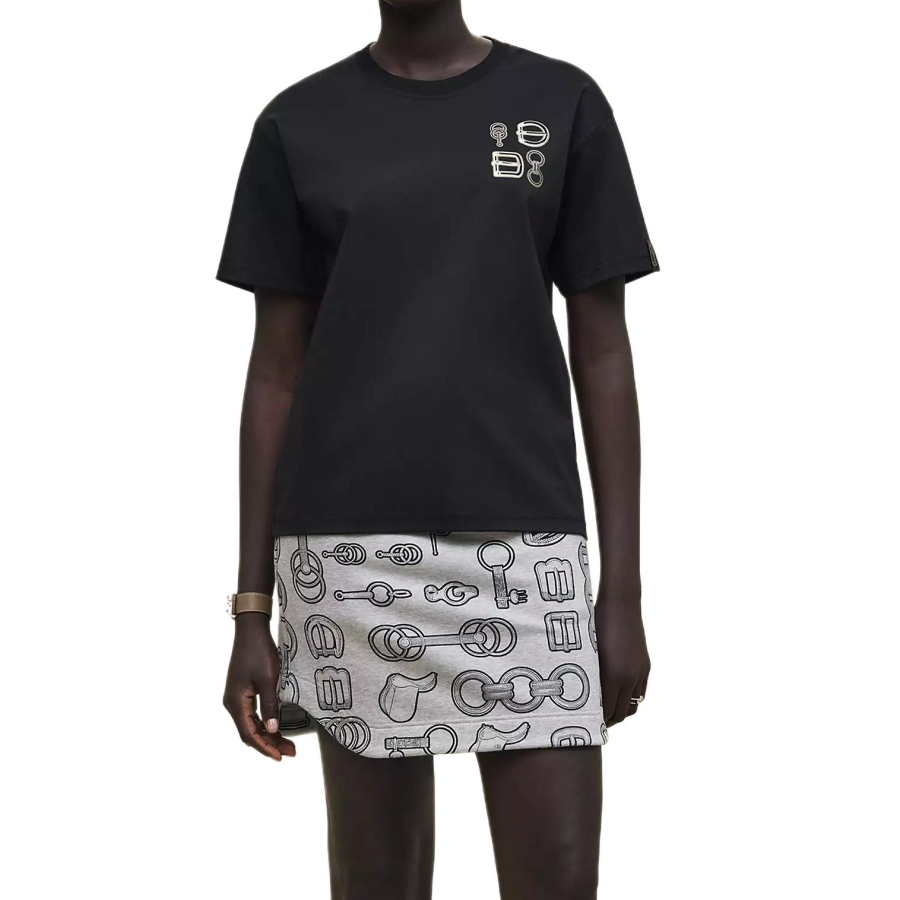 HERMES T Shirts Women's Black Crew Neck Moderate