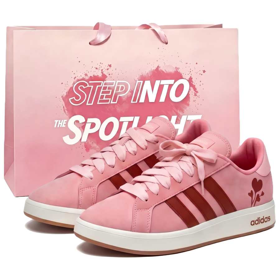 Adidas Adidas Grand Court Base 00s Skateboard Shoes Unisex Low Top Pink & Brown