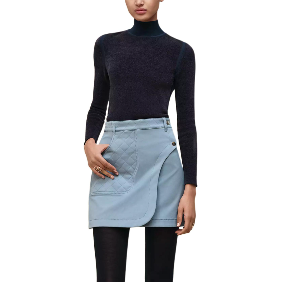 HERMES Casual Short Skirts Women's Adriatic Blue Moderate Short Skirt