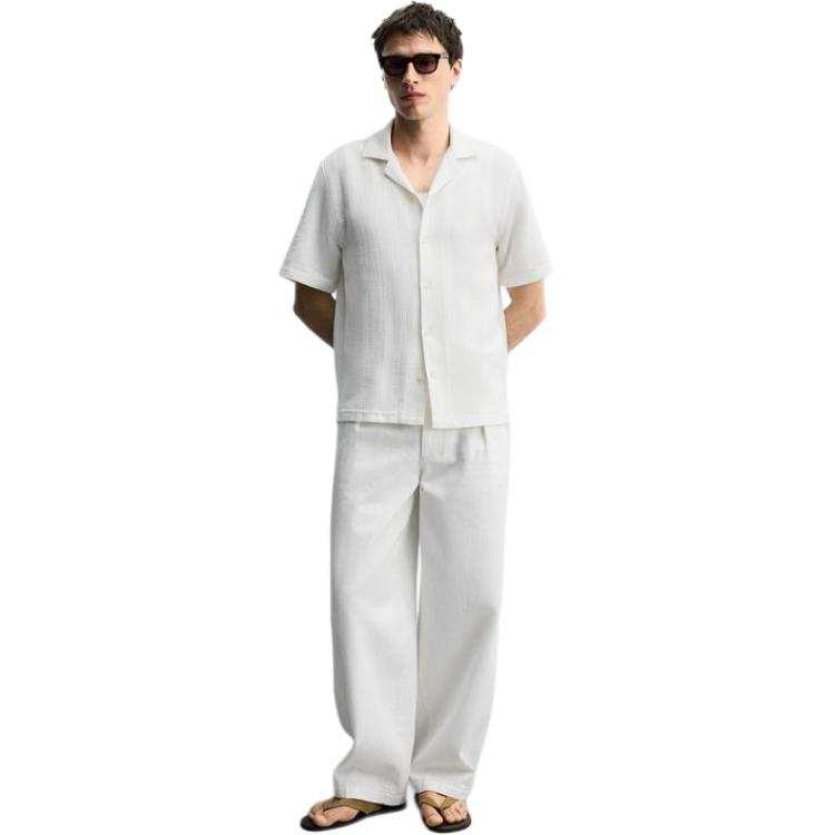 ZARA Shirts Unisex Frosted White Cuban Collar Moderate Other