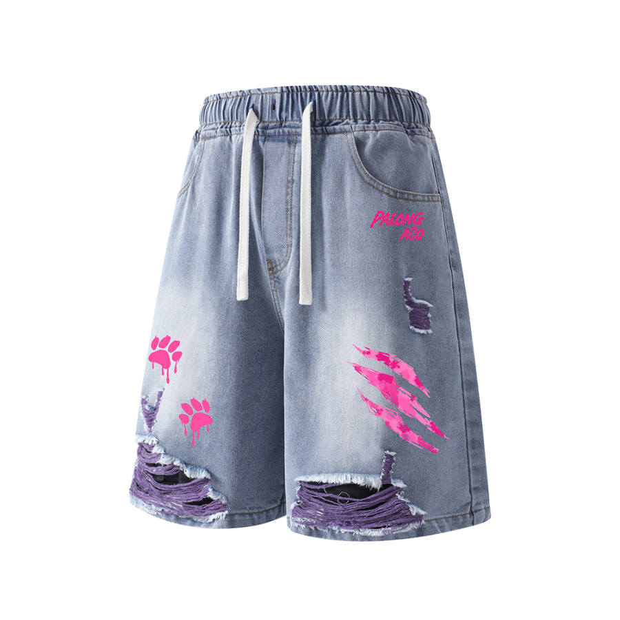PAL ONGACO Denim Shorts Unisex Moderate Straight Fit Pants
