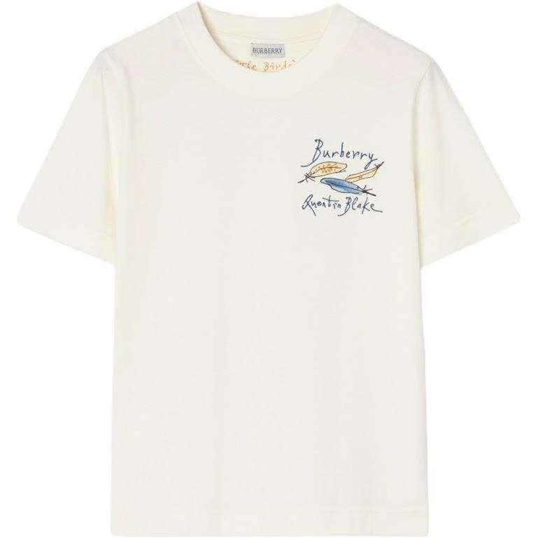Burberry T Shirts Women's White Crew Neck Moderate Straight Fit