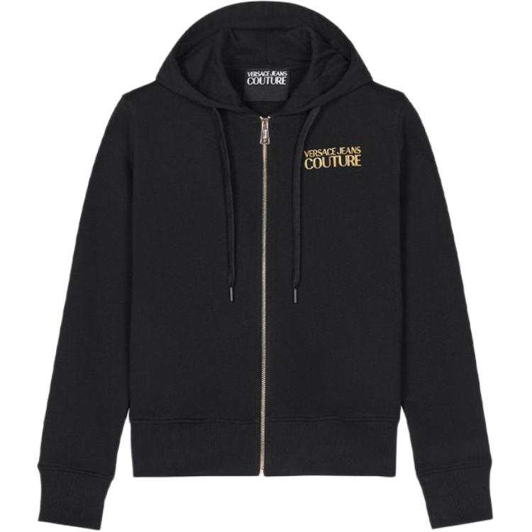VERSACE JEANS COUTURE Sweatshirts Women's Black Hooded Non Detachable Moderate Straight Fit