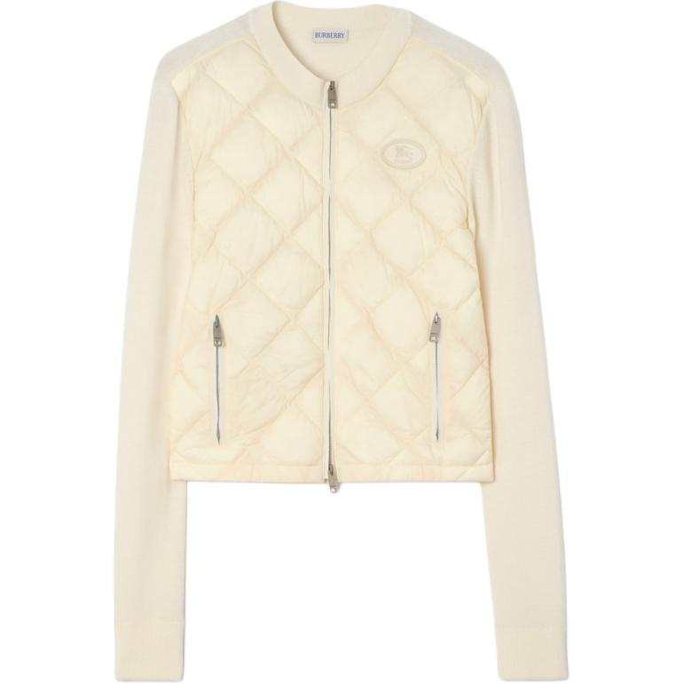 Burberry Puffer Jackets Women's Porcelain White Moderate Straight Fit