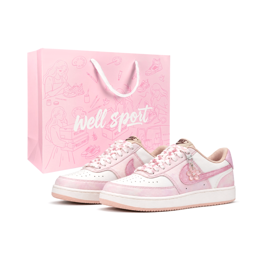 Nike Nike Court Vision Cherry Dyed Cloud Shoes Synthetic Leather Breathable Low top Casual Skateboard Shoes Women's