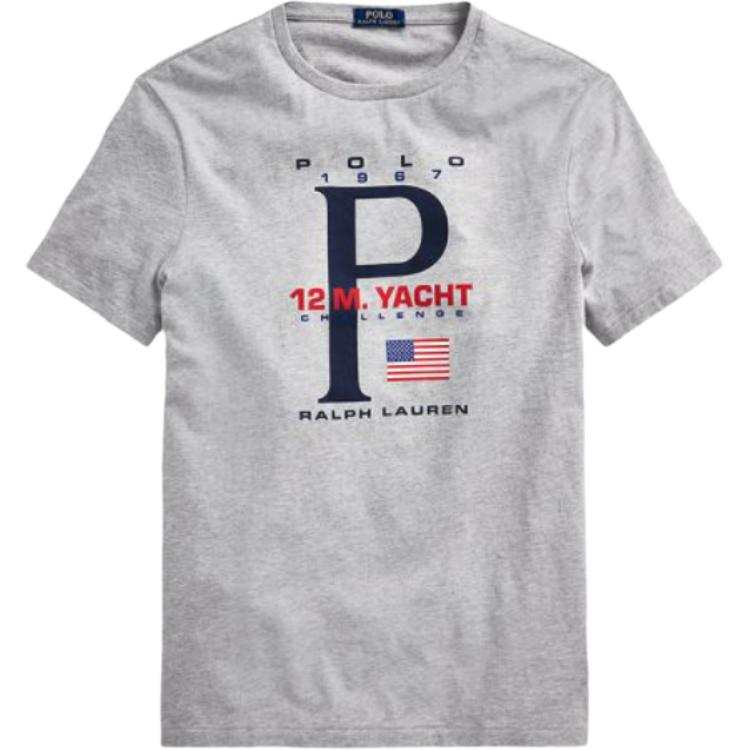 Polo Ralph Lauren T Shirts Men's Gray Crew Neck Moderate Straight Fit