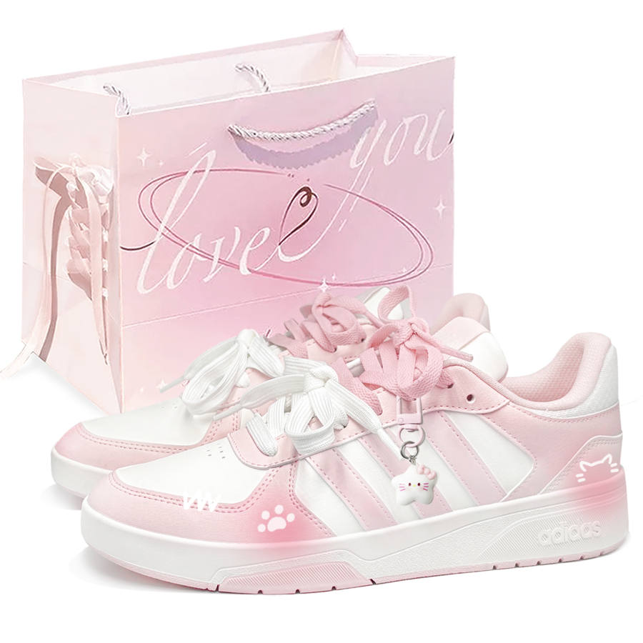 Adidas Adidas COURTBEAT Skateboard Shoes Unisex Low Top Pink/White