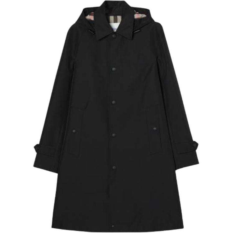 Burberry Trench Coats Men's Black Hooded Non Detachable Moderate