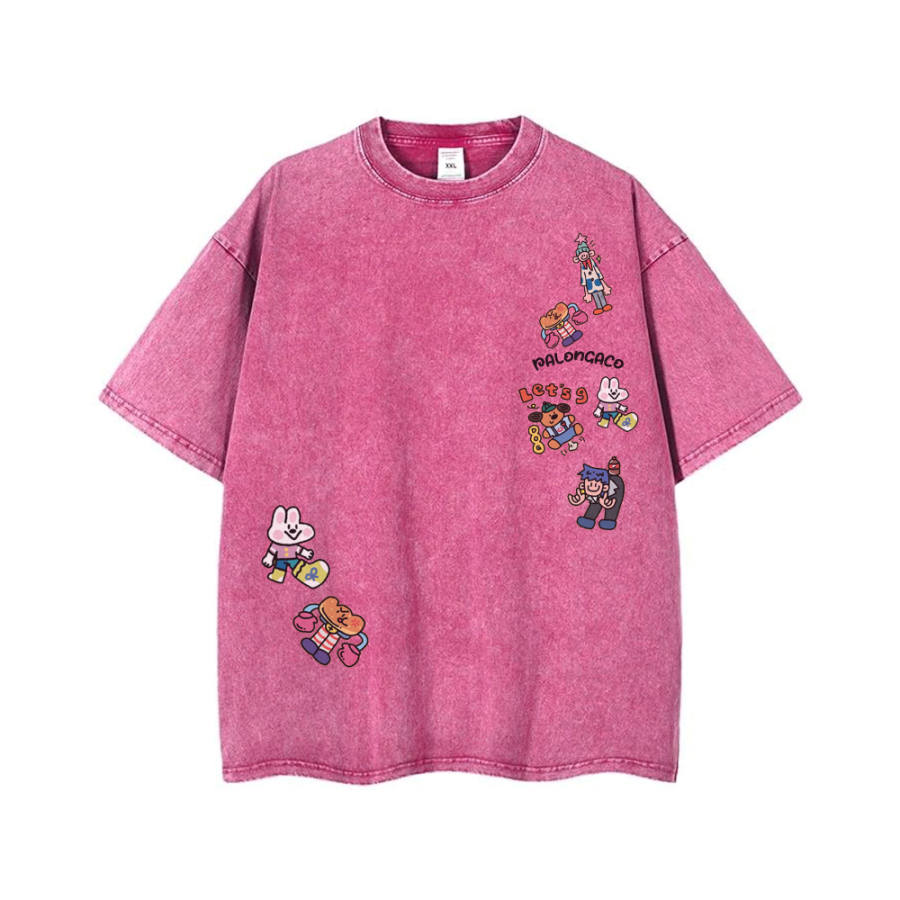 PAL ONGACO T Shirts Unisex Rose Red Crew Neck Moderate Heavyweight
