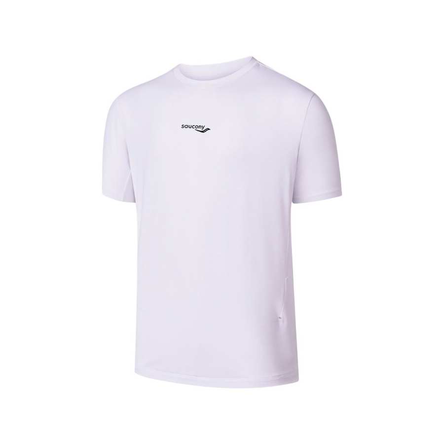 Saucony Running T Shirts Men's Pearl White Crew Neck Thin