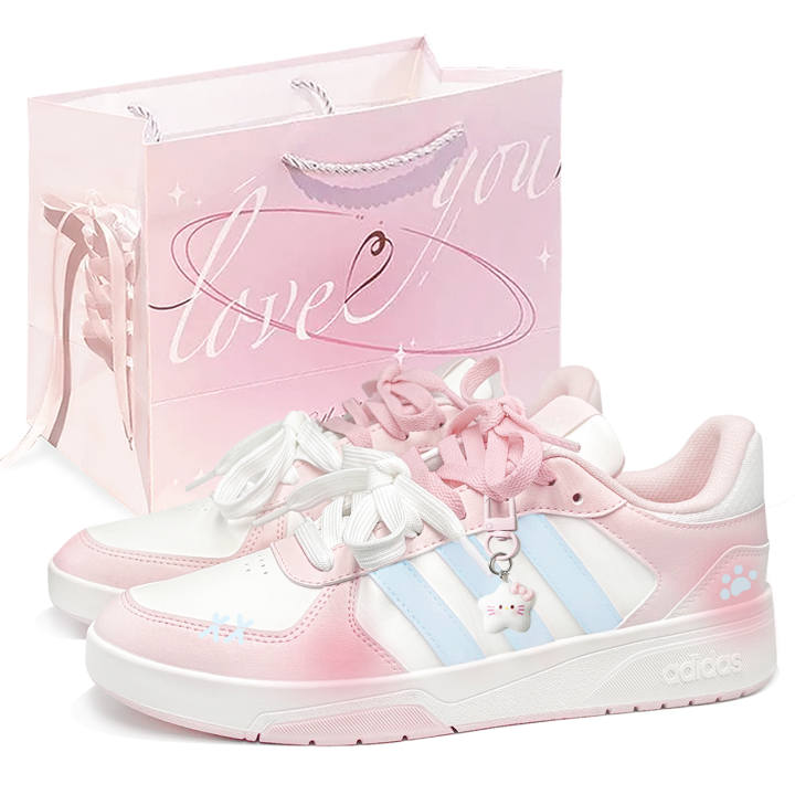 Adidas Adidas COURTBEAT Skateboard Shoes Unisex Low Top Pink/Blue/White