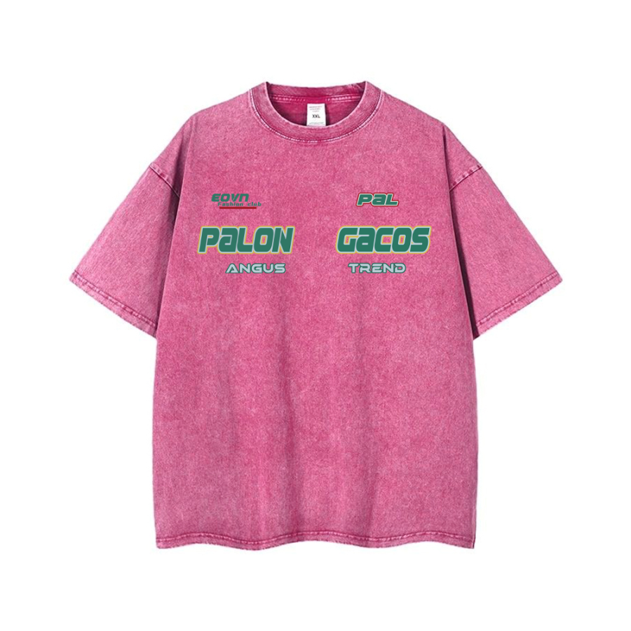 PAL ONGACO T Shirts Unisex Rose Red Crew Neck Moderate Straight Fit