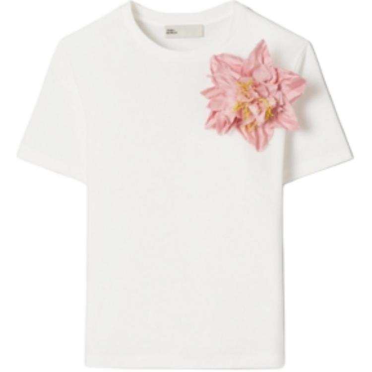 TORY BURCH T Shirts Women's White Crew Neck Moderate Straight Fit