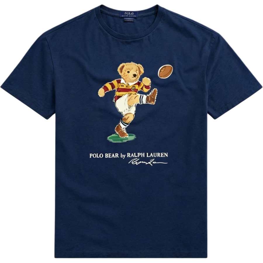 Polo Ralph Lauren Polo Bear T Shirts Men's Marine Blue Crew Neck Moderate Straight Fit
