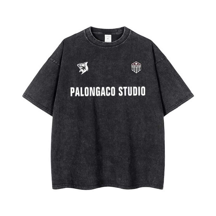 PAL ONGACO T Shirts Unisex Black Crew Neck Moderate Straight Fit
