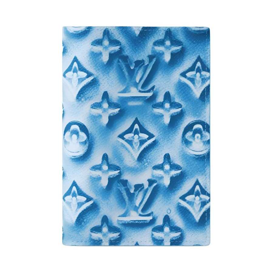 LOUIS VUITTON Coated Canvas Passport Holder Women's Frozen Blueberry Blue