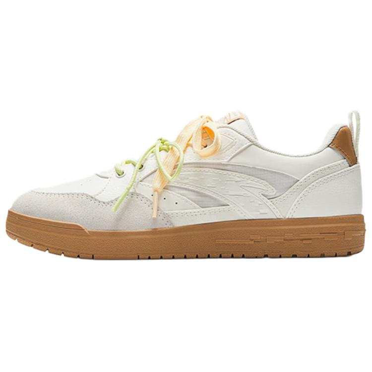 ANTA Street Naughty Skateboard Shoes Women's Low Top Ivory White/Dried Bamboo Brown