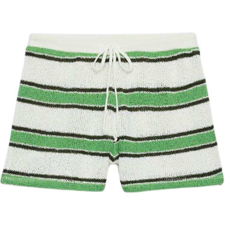 ZARA Casual Shorts Women's Green Stripes