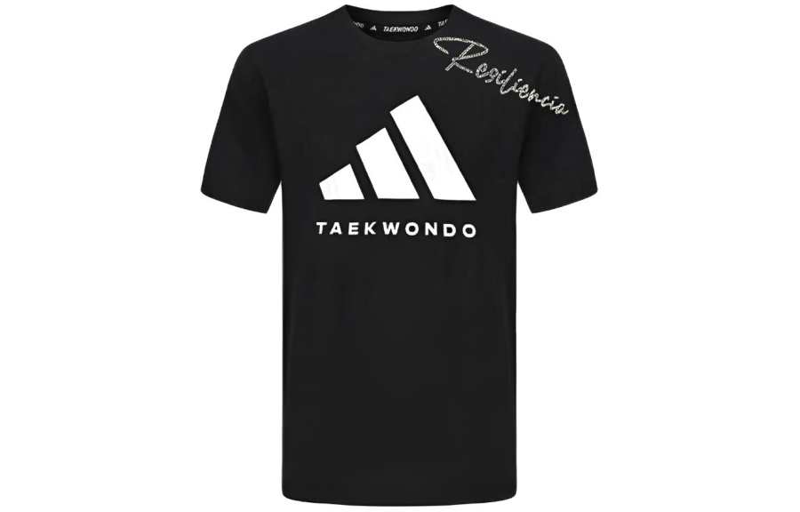 Adidas Adidas Taekwondo T Shirts Unisex Black White Crew Neck Moderate