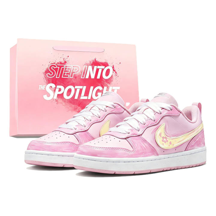 Nike Nike Court Borough Cherry Blossoms Fall Slip Resistant Abrasion Resistant Low top Skateboard Shoes Unisex Pink