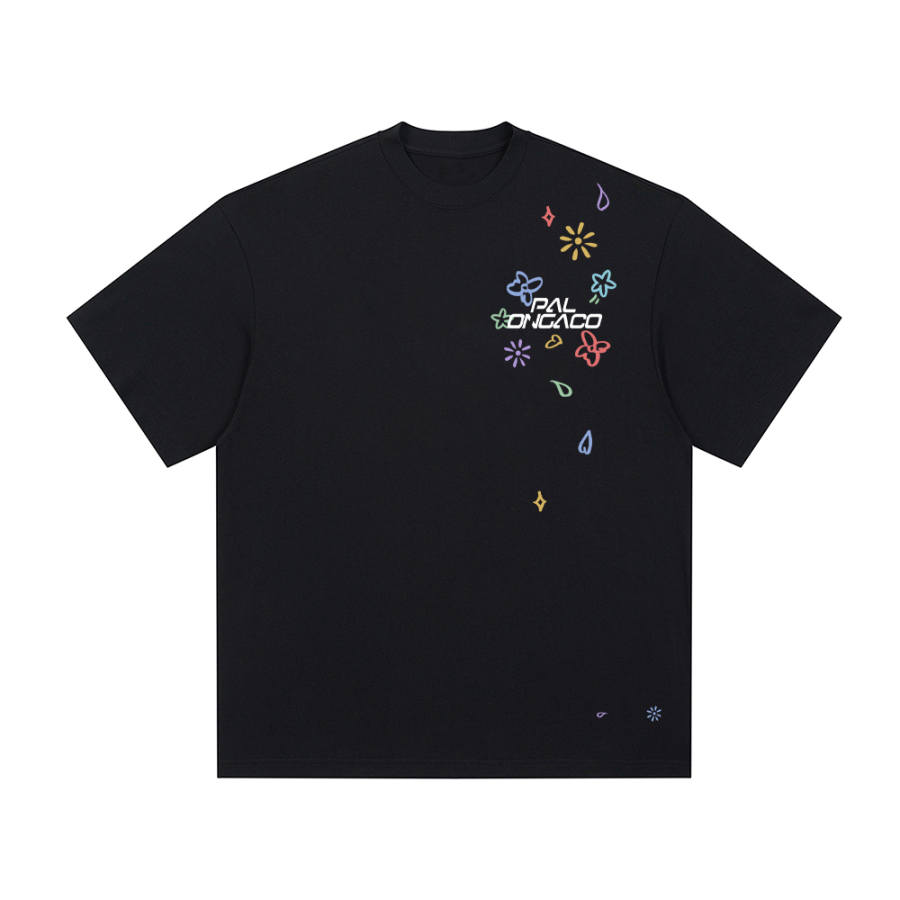 PAL ONGACO T Shirts Unisex Black Crew Neck Moderate Heavyweight