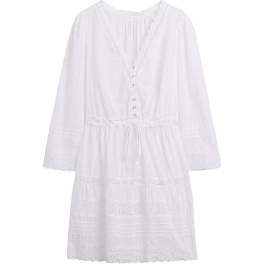 GAP Long Sleeved Dresses Women's Fresh White V Neck Moderate