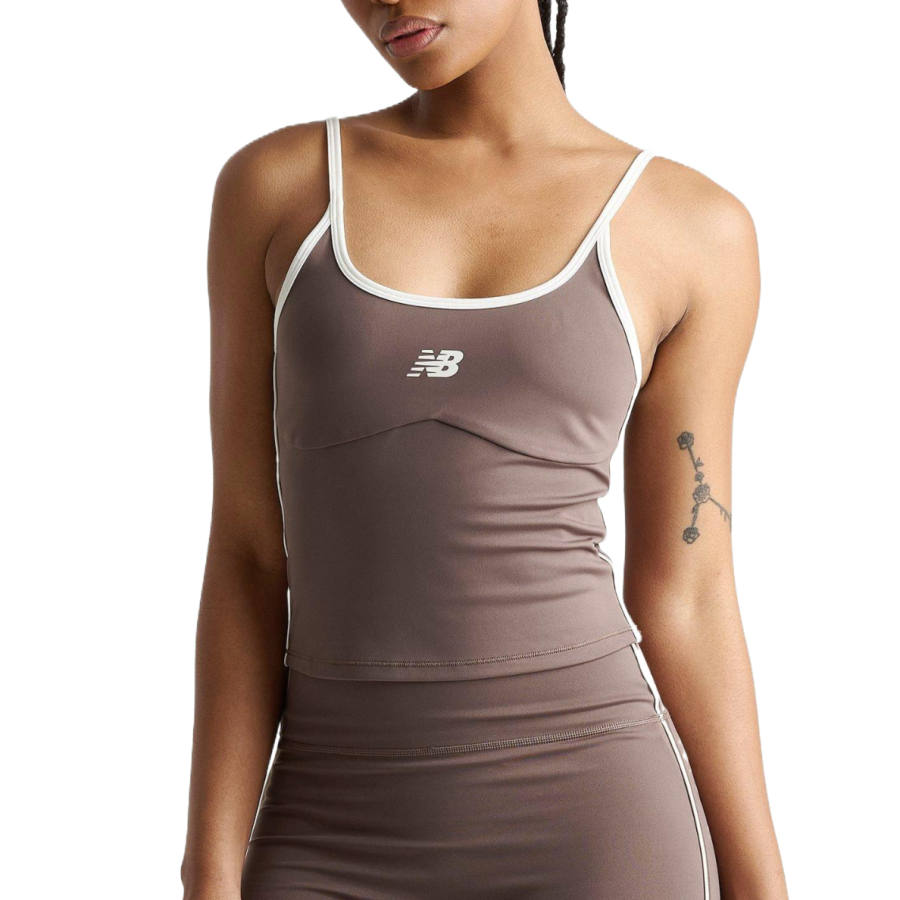 New Balance New Balance Sleeveless Sports Shirts Women's Light Coffee Crew Neck Moderate