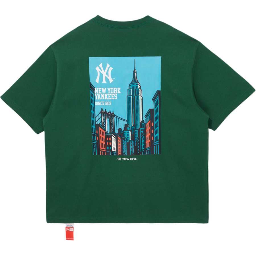 New Era T Shirts Unisex Green Crew Neck Moderate Straight Fit
