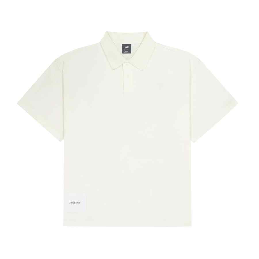 New Balance New Balance NB Grey T Shirts Men's White Lapel Moderate Straight Fit