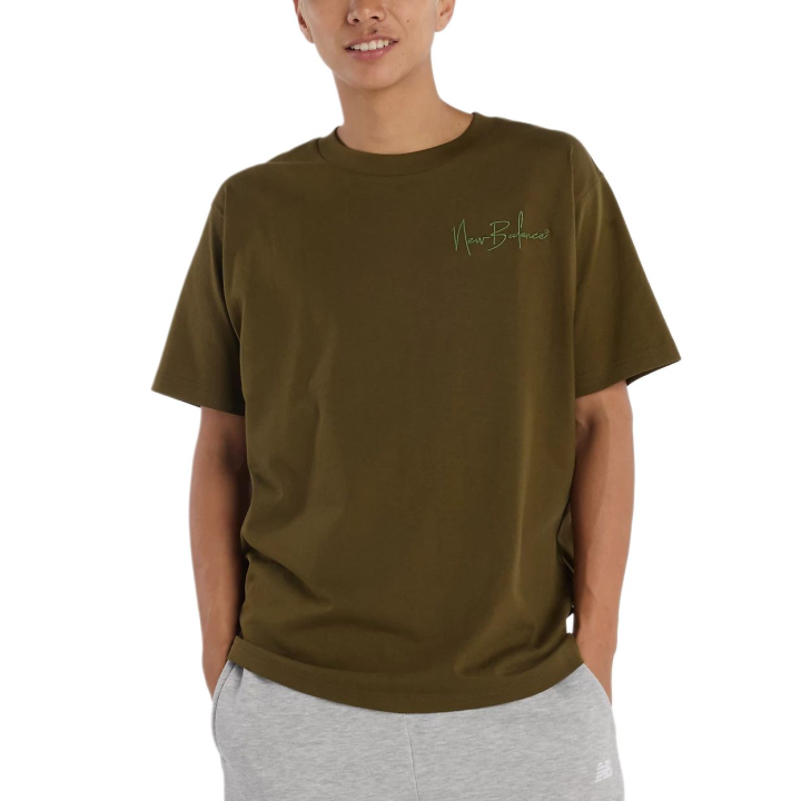 New Balance New Balance T Shirts Men's Forestland Green Crew Neck Moderate