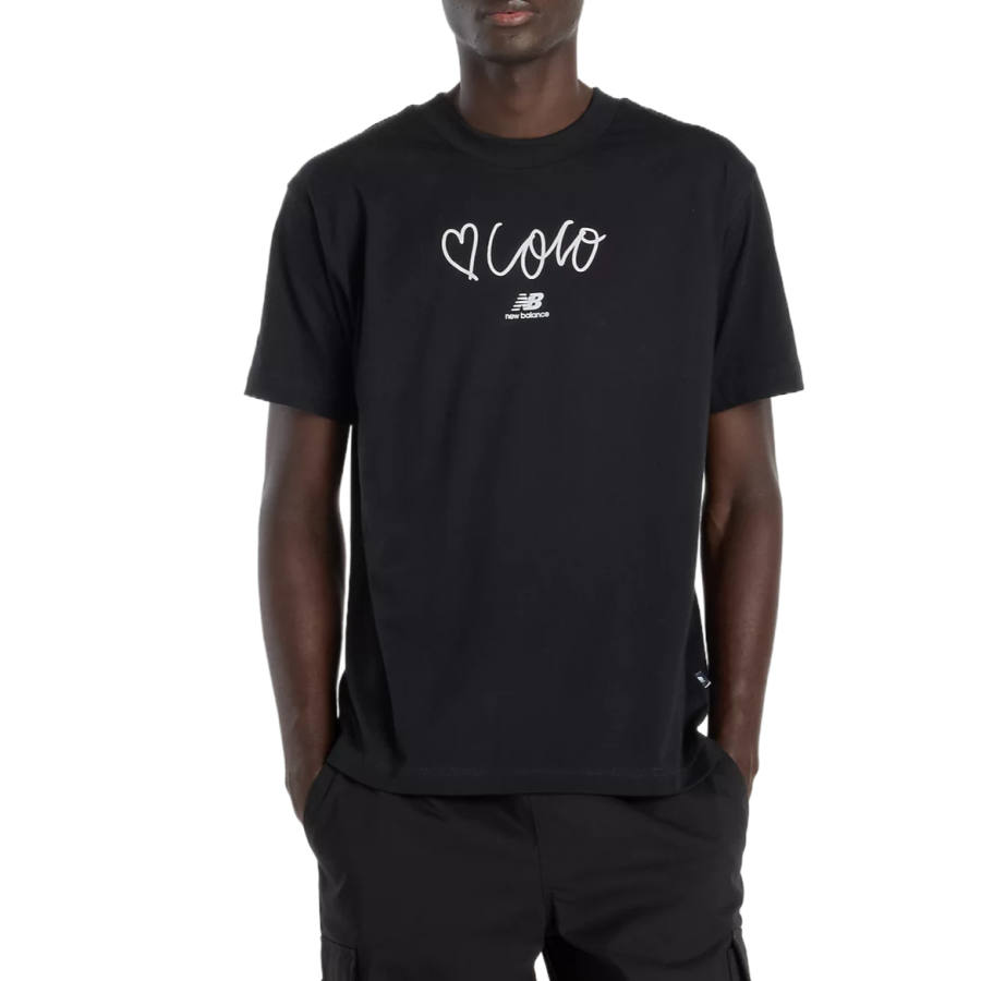 New Balance New Balance T Shirts Men's Black Crew Neck Moderate Straight Fit