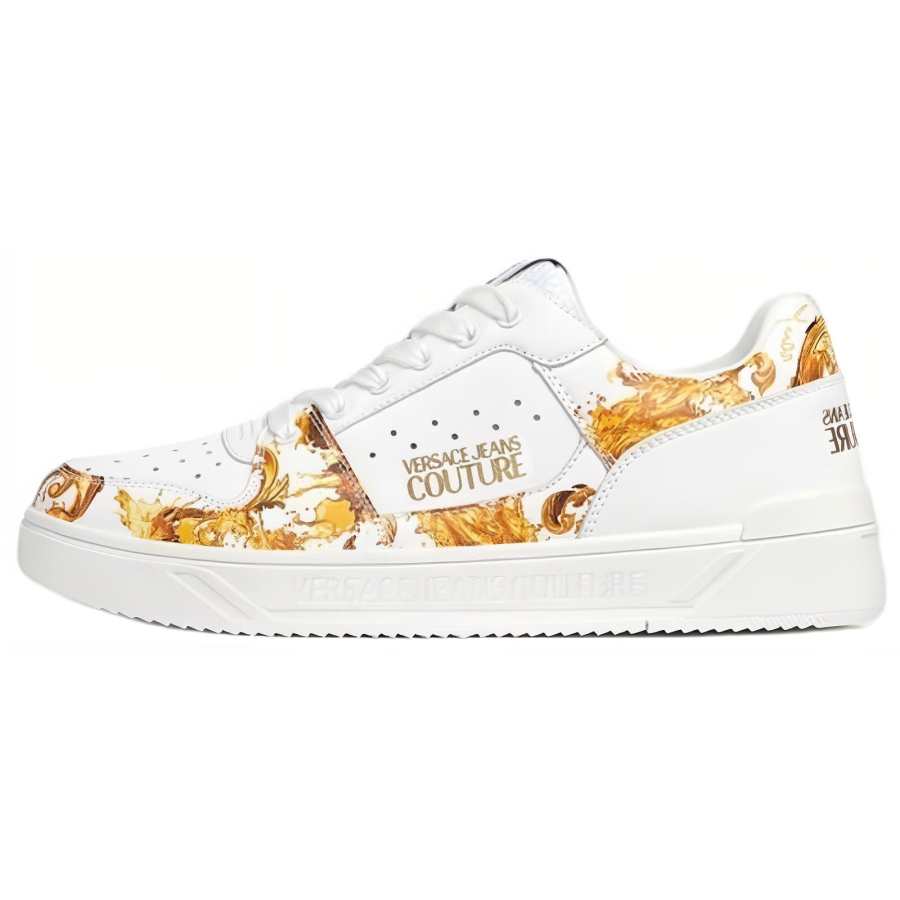VERSACE JEANS COUTURE Cow Split Leather Low top Skateboard Shoes Men's White