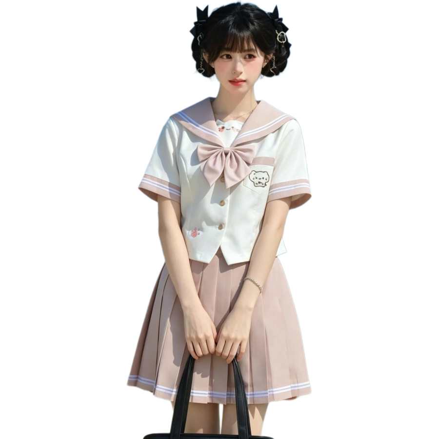 VENICEW Two Piece Skirt Sets Women's Navy Collar Thin Short Skirt