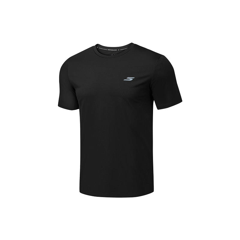 Skechers T Shirts Men's Carbon Black 0018 Crew Neck Moderate Straight Fit