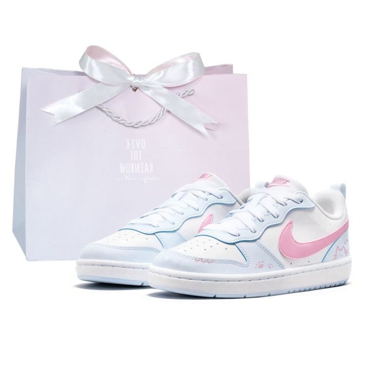 Nike Nike Court Borough Skateboard Shoes Women's Low Top White Blue Pink Patchwork Colorway