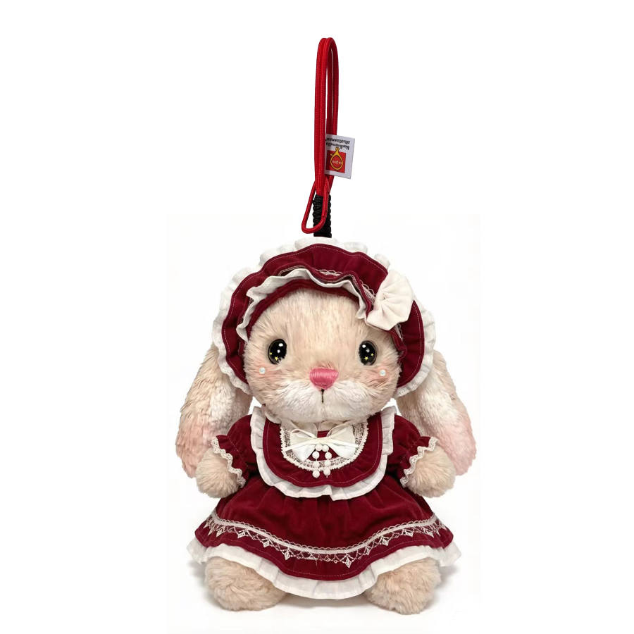 JELLYCAT Custom Trendy Toy JELLYCAT Short Leg Yummy Sweet Style Bunny, Red, Hair Accessory, Pearl, Cute Khaki