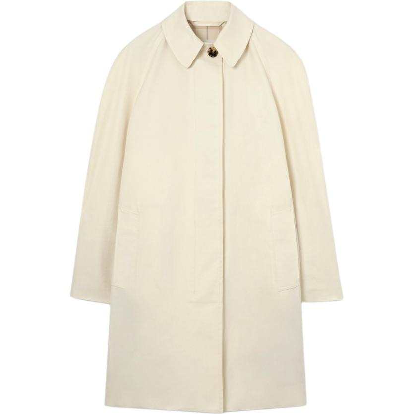 Burberry Coats Women's Tundra White Lapel Thin Straight Fit