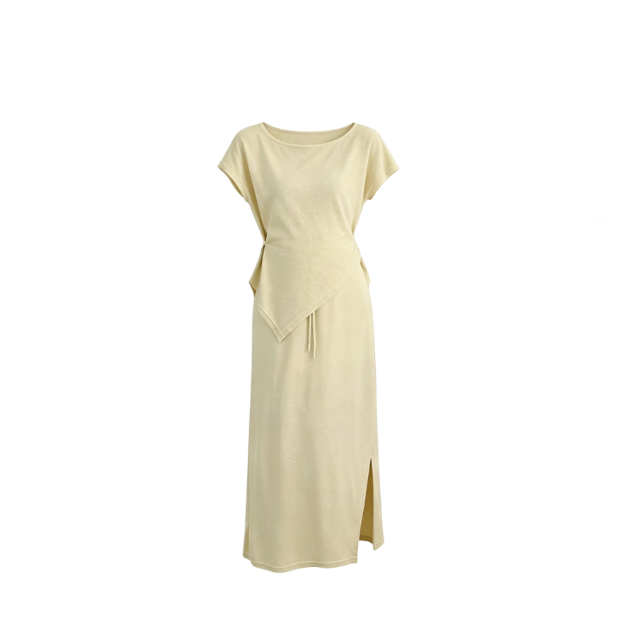 CPAURA Two Piece Skirt Sets Women's Irregular Moderate Long Skirt