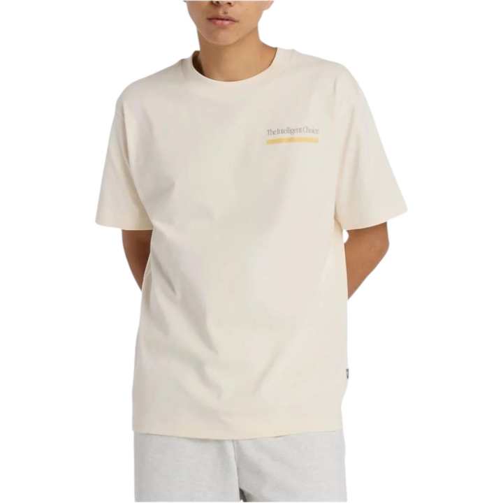 New Balance New Balance Athletics Intelligent T Shirts Men's Ecru Crew Neck Moderate